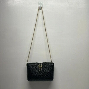 Rodo Purse Bag Wicker Woven Chain Strap Black Blue Gold Vintage